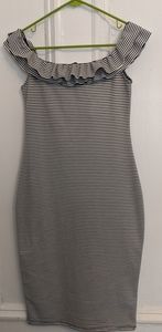 Black and White off the shoulder Zara bodycon.